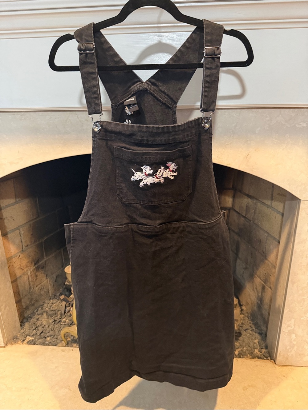 Disney Black denim Overall Dress with 101 Dalmatians Patch size 3X